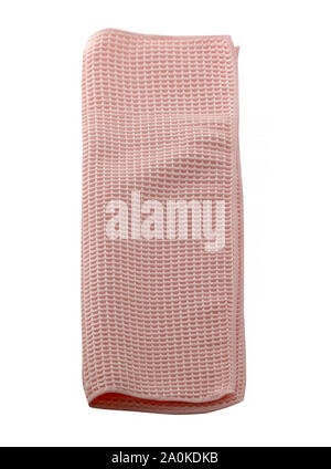 Microfiber dust cloth in different colors. It is isolated on the white background. They are cleaning aids. Stock Photo