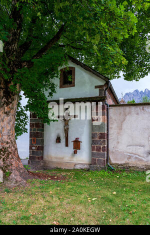 Small cemetery chapel in San Candido, Italy. Stock Photo