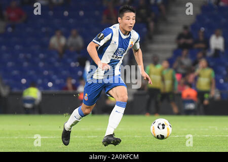 Wu Lei of RCD Espanyol during the match RCD Espanyol v Ferencvaros TC, of UEFA Europa League, Group Stage. RCDE Stadium. Barcelona, Spain. 19th Sep, 2019. BARCELONA, 19-09-2019. UEFA EUROPA League, Date 1. RCD Espanyol - Ferencvaros. Wu Lei of RCD Espanyol Credit: Pro Shots/Alamy Live News Stock Photo