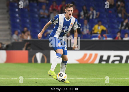 during the match RCD Espanyol v Ferencvaros TC, of UEFA Europa League, Group Stage. RCDE Stadium. Barcelona, Spain. 19th Sep, 2019. BARCELONA, 19-09-2019. UEFA EUROPA League, Date 1. RCD Espanyol - Ferencvaros. Pol Lozano of RCD Espanyol Credit: Pro Shots/Alamy Live News Stock Photo