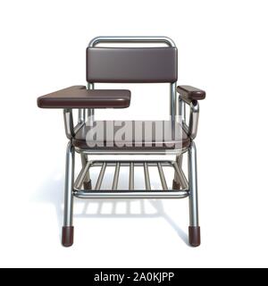 Writing pad student chair Front view 3D render illustration isolated on white background Stock Photo