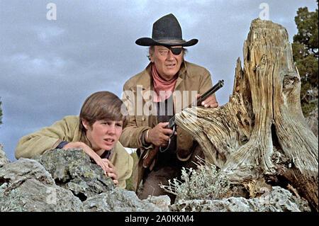 TRUE GRIT 1969 Paramount Pictures film with John Wayne at right and Kim Darby Stock Photo