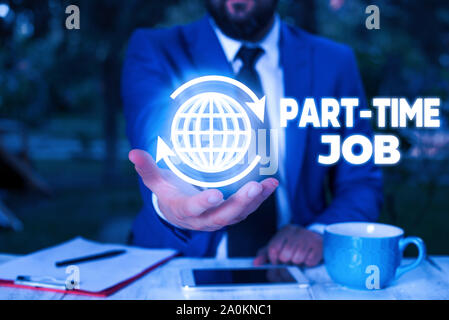 Conceptual hand writing showing Part Time Job. Concept meaning