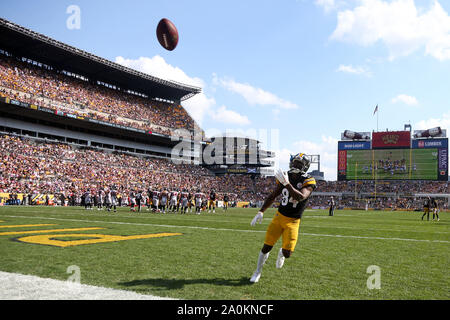 Pittsburgh Steelers wide receiver Antonio Brown (84) runs off the field  following his touchdown against the Tennessee Titans in the first quarter  at Heinz Field in Pittsburgh on November 16, 2017. Photo