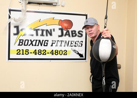 Philadelphia, USA. 20th Sept 2019. Lenny Dykstra training at Joltin Jabs  for Celebrity Boxing 69 on September 28 at Showboat Hotel in Atlantic City  September 20, 2019 in Philadelphia, Pa Credit ***House