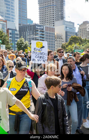 Climate change strike protestors attend a rally in Sydney Australia Stock Photo