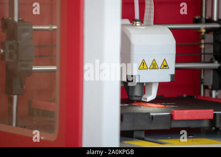 3d printer close-up. Close up of printer tip inside. Stock Photo
