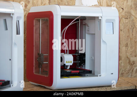 3d printer close-up. Close up of printer tip inside. Stock Photo