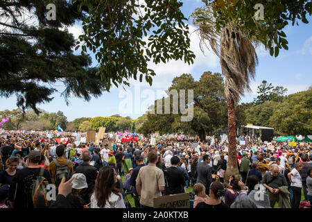 Sydney, Worldwide climate change strike protest taking taking place in the Domain in Sydney city centre,New South Wales,Australia Stock Photo