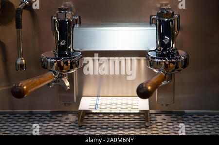 Close-up of espresso coffee machine in coffee shop Stock Photo