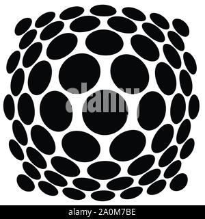 3D circular burst. Convex globe, sphere, orb distort. Inflate design pattern. Radiation, bulge, bloat effect. Radial, radiating warp. Bulb, relief pro Stock Vector