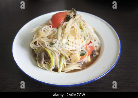 Papaya Salad with Vermicelli, Salted Crab and Fermented Fish Stock Photo