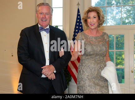 United States Representative Mark Meadows (Republican of North Carolina) and Debbie Meadows arrive for the State Dinner hosted by United States President Donald J. Trump and First lady Melania Trump in honor of Prime Minister Scott Morrison of Australia and his wife, Jenny Morrison, at the White House in Washington, DC on Friday, September 20, 2019.Credit: Ron Sachs/Pool via CNP/MediaPunch