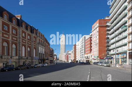 Mar del Plata, Argentina - June 17 2018: The main touristic city on the Argentinian coast. In winter, only a few people remain Stock Photo