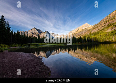 Morning Reflections in Lake Josephine Stock Photo