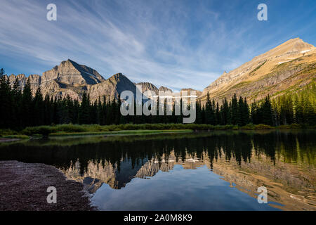 Morning Reflections in Lake Josephine Stock Photo