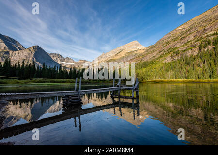 Morning Reflections in Lake Josephine Stock Photo