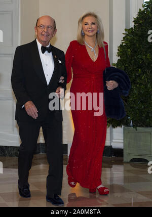 Washington, United States. 20th Sep, 2019. United States Secretary of Commerce Wilbur L. Ross, Jr. and Hilary Ross arrive for the State Dinner hosted by United States President Donald J. Trump and First lady Melania Trump in honor of Prime Minister Scott Morrison of Australia and his wife, Jenny Morrison, at the White House in Washington, DC on Friday, September 20, 2019. Photo by Ron Sachs/UPI Credit: UPI/Alamy Live News Stock Photo