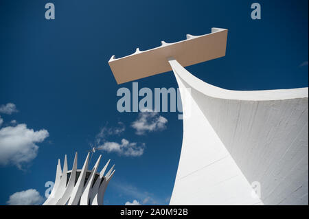 Brasilia, Brazil - May 17 2013: Bell tower, Church and Cathedral of Brasilia made it by Oscar Niemeyer Stock Photo