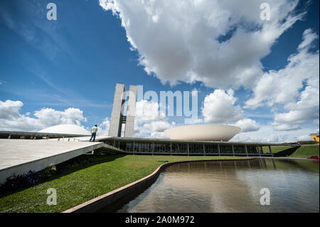 Brasilia, Brazil - May 17 2013: Wide view of the congress of Brasil in the capital, Brasilia Stock Photo