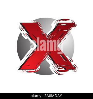 strong grunge 3d initial letter X logo design vector graphic concept Stock Vector