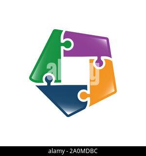 Rearranging part of the puzzle logo design vector icon Stock Vector