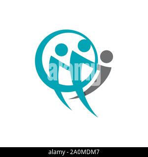 abstract connected unity people community logo design vector illustrations Stock Vector