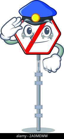 Police no overtaking isolated with the character Stock Vector