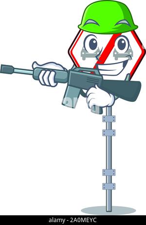 Army no overtaking isolated with the character Stock Vector