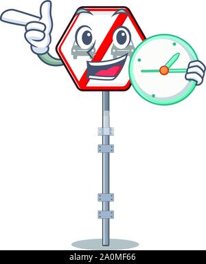With clock no overtaking cartoons on the curb Stock Vector