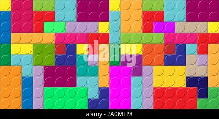 Seamless background of a realistic set of different colored elements of children's designer, flat design. Stock Vector