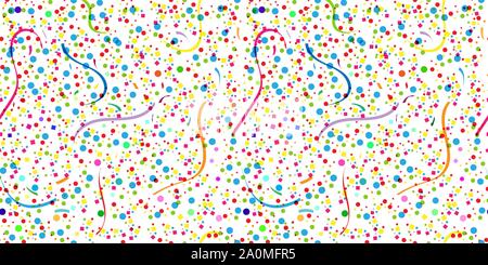 Seamless colorful background with colored streamer and colored confetti. Ideal for textiles, packaging, paper printing, simple backgrounds and texture Stock Vector