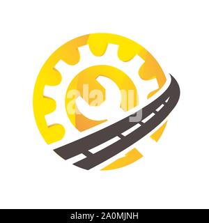 maintenance road construction logo design creative sign concept design template Stock Vector