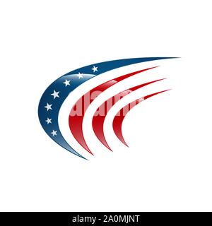american star and stripes US flag logo design elements vector icons Stock Vector