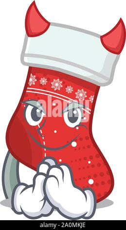 Devil christmas stocking character shaped in cartoon Stock Vector