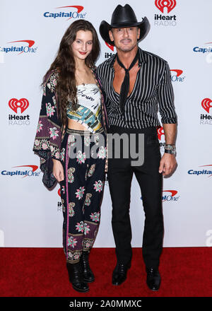 Las Vegas, United States. 20th Sep, 2019. LAS VEGAS, NEVADA, USA - SEPTEMBER 20: Audrey Caroline McGraw and Tim McGraw arrive at the 2019 iHeartRadio Music Festival - Night 1 held at T-Mobile Arena on September 20, 2019 in Las Vegas, Nevada, United States. (Photo by David Acosta/Image Press Agency) Credit: Image Press Agency/Alamy Live News Stock Photo