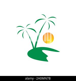 creative tropical summer beach logo design template Vector illustration Stock Vector