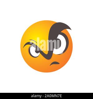Angry emoticon face anger emoji logo vector illustration Stock Vector