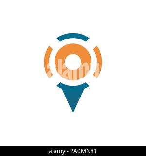 Flat design style Navigation GPS icon vector logo design. Map pointer icon. Pin location symbol. Stock Vector