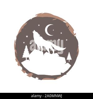 a lone wolf logo design background vector concept illustration Stock Vector