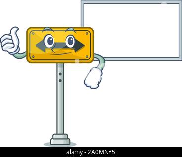 Thumbs up with board pass on either side isolated cartoon Stock Vector