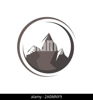 circle curve with Simple Mountain logo design vector illustration Stock Vector