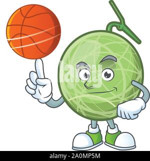 With basketball fruit melon cartoon mascot for diet Stock Vector