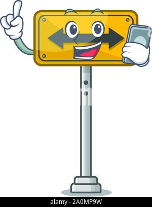 With phone pass on either side isolated cartoon Stock Vector