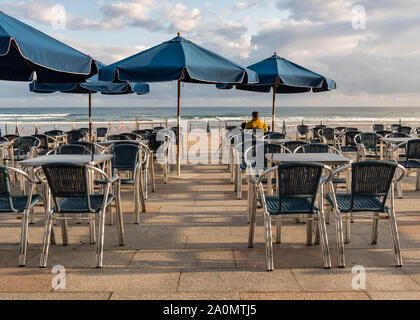 Itsasertza Kalea beach promenade, Zarautz (Zarauz), Basque Country, Spain Stock Photo