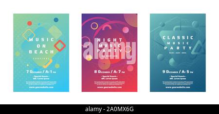 Music party poster concert festival geometry colorful background and halftone design with space for your text. vector illustration Stock Vector