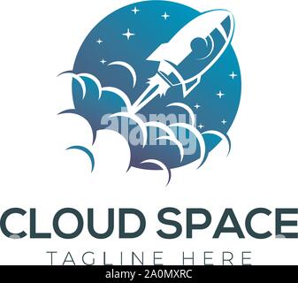 Rocket And Cloud Space logo Design Stock Vector