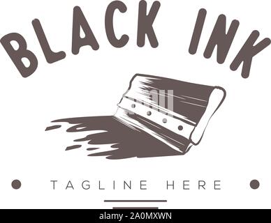 Black Ink Logo Design with Classic Style and Vintage Stock Vector