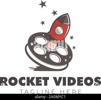 Rocket Videos Gallery Logo Design Stock Vector