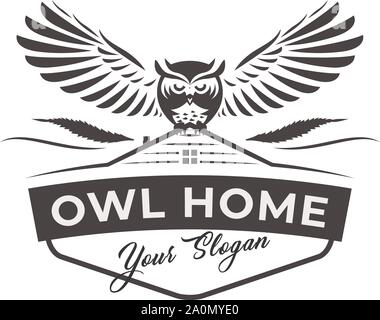 Owl Home Classic Logo Design Stock Vector
